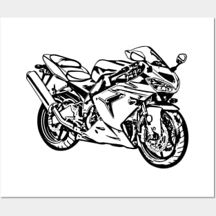 2005 ZX 10R Motorcycle Sketch Art Posters and Art